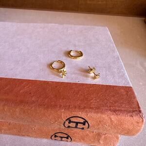 Gold Star, Hoop, Drop Earrings- All three, top quality gold plated modern